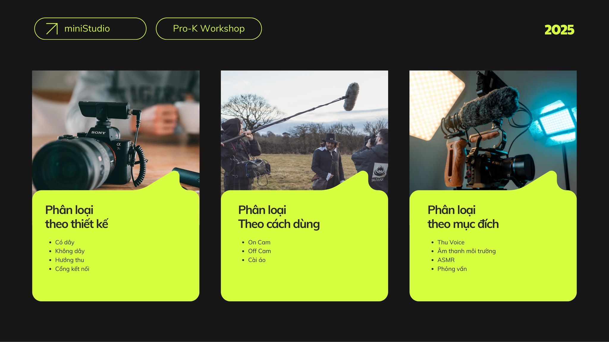 Slide 7: Phân loại theo thiết kế và cách dùng - Pro-K Workshop