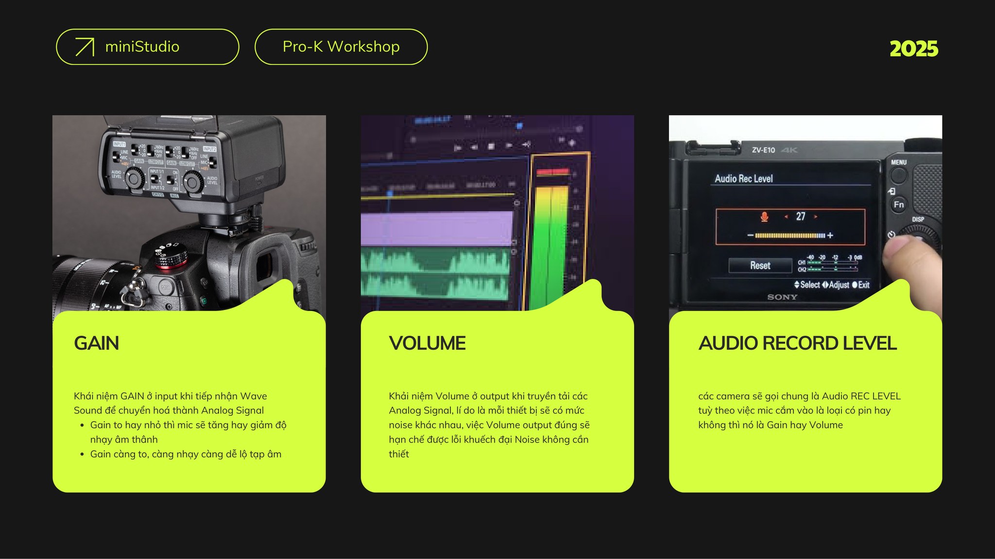 Slide 12: Phân biệt Input Gain và Output Volume - Pro-K Workshop