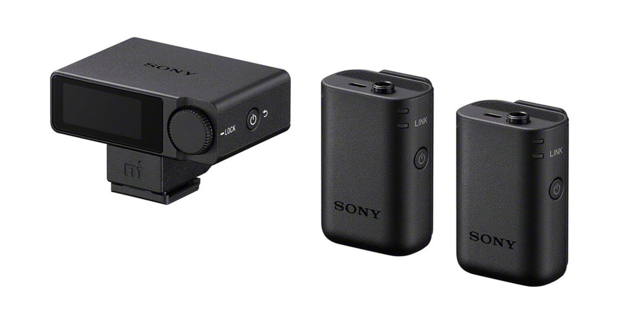 Hộp sạc Sony ECM-W5 mở nắp với 2 bộ phát và 1 bộ thu